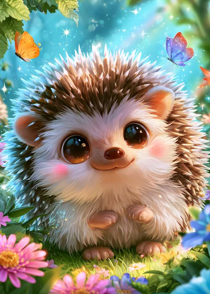 Adorable Hedgehog in a Magical Garden