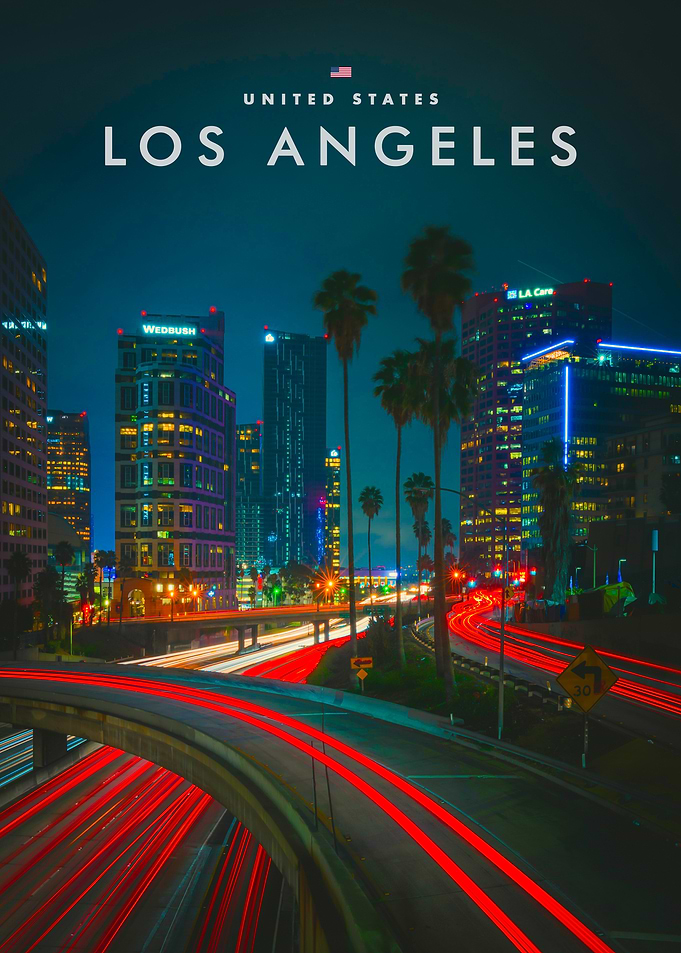 Los Angeles Night Cityscape Poster