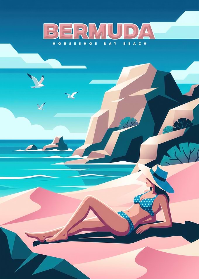 Bermuda Horseshoe Bay Beach Travel Poster