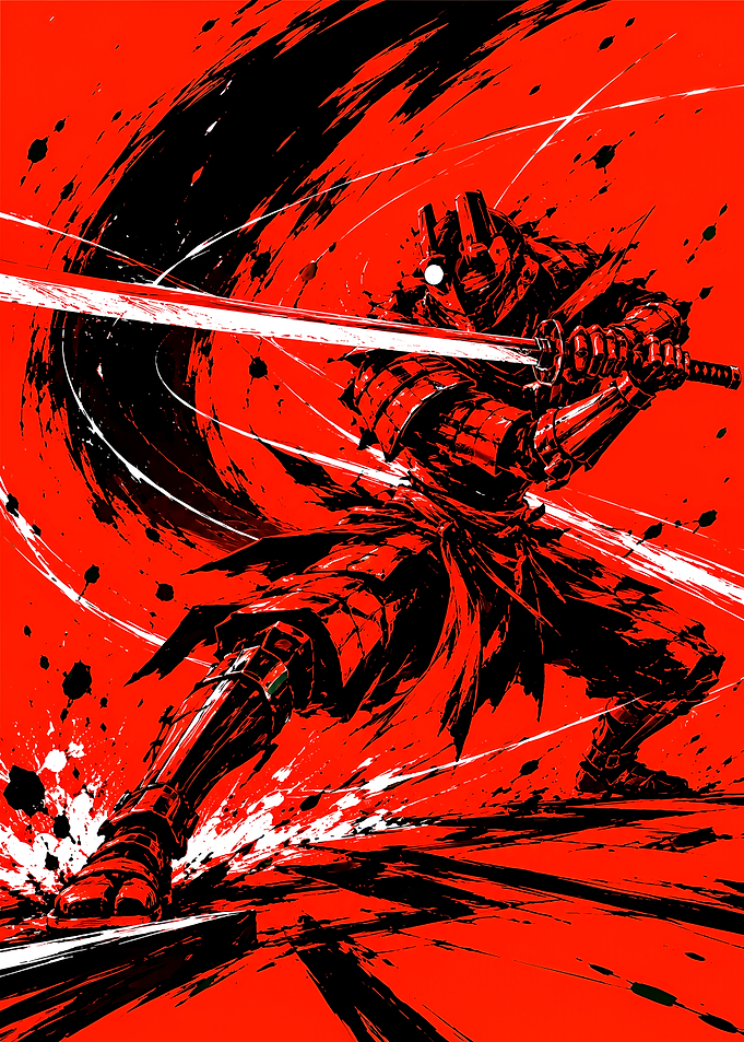 Red and Black Samurai Warrior