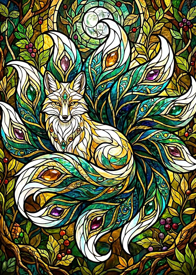 Stained Glass Nine-Tailed Fox