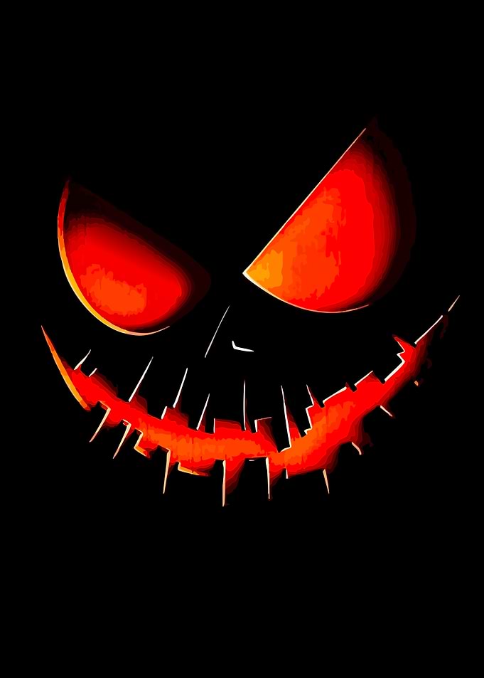 Glowing Red Jack-o'-Lantern Face