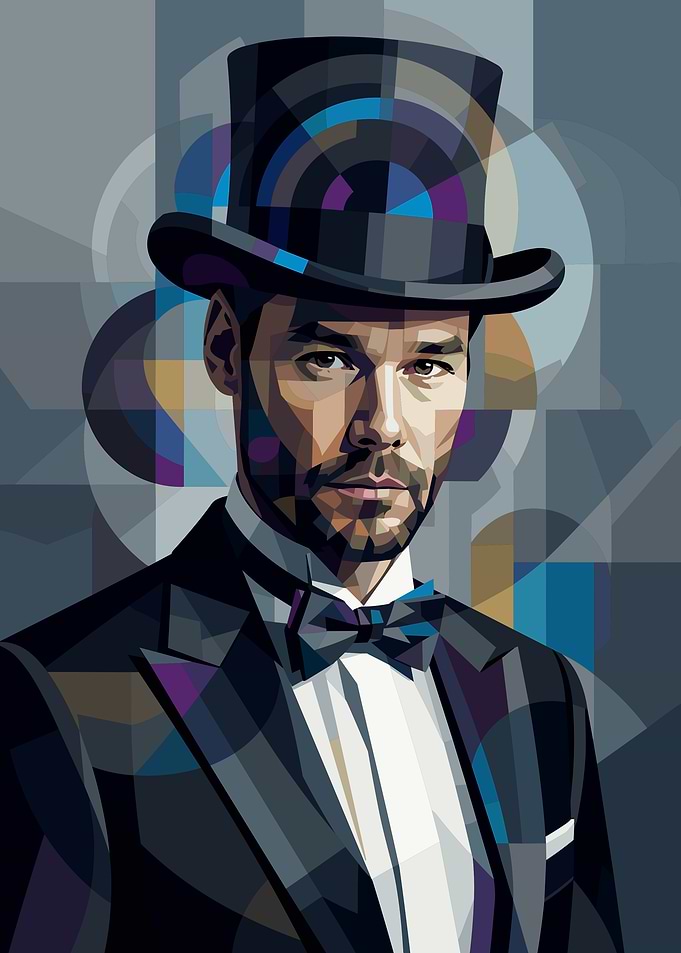 Geometric Portrait of Gentleman in Tophat