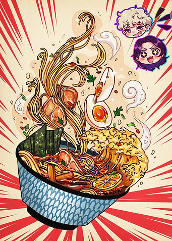 Ramen Noodle Bowl Anime Art Poster