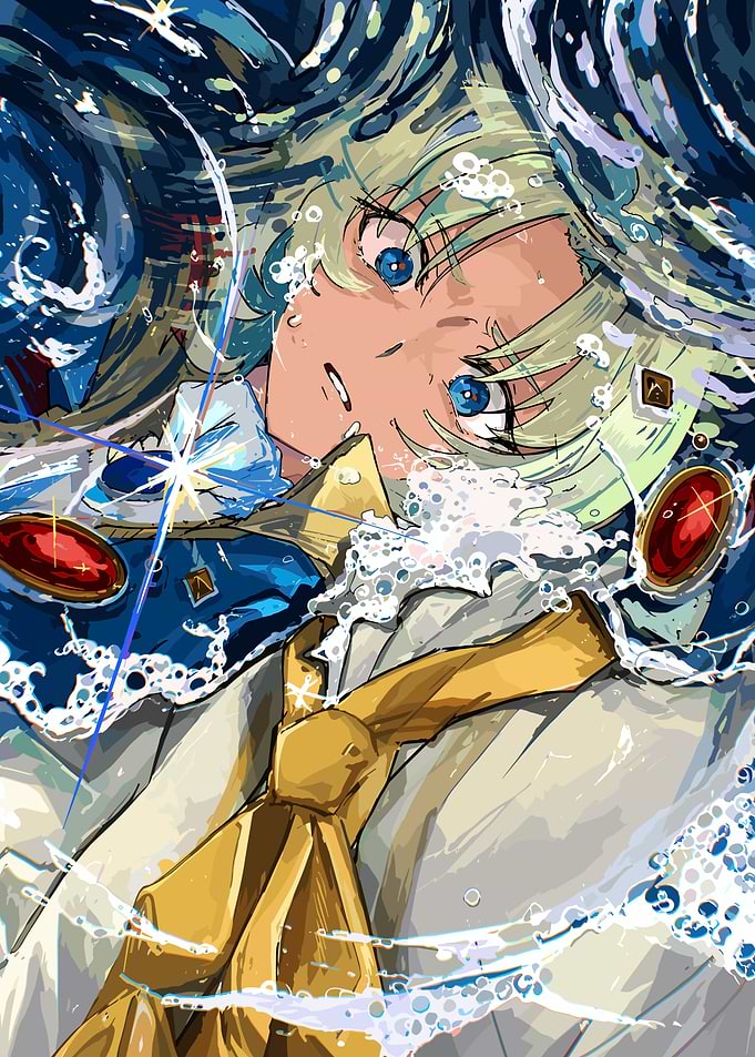 Anime Character Submerged in Water