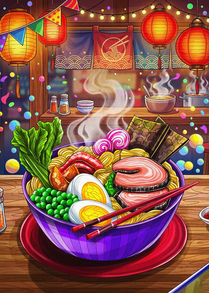 Japanese Ramen Bowl Anime Art