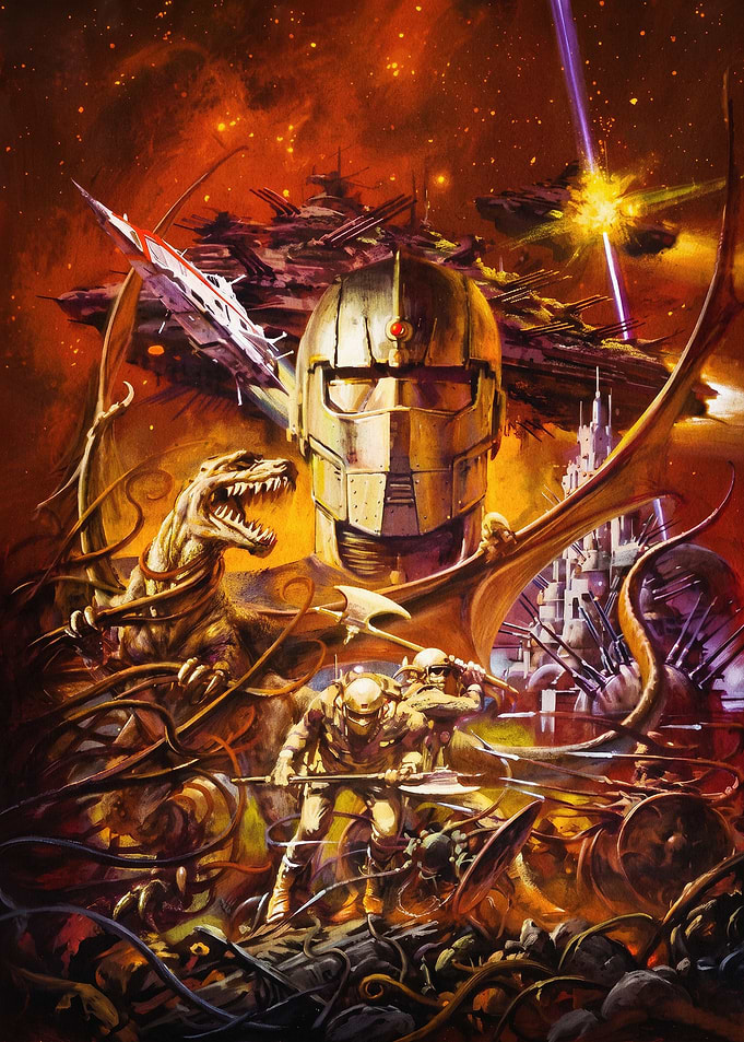 Sci Fi Robot Dinosaur Art Poster