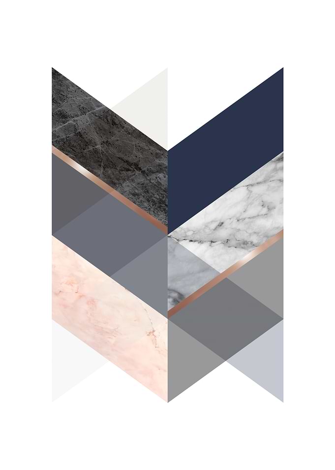 Geometric Marble and Copper Wall Art