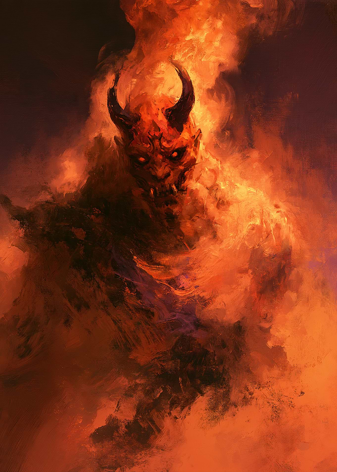 Fiery Oni Demon Portrait