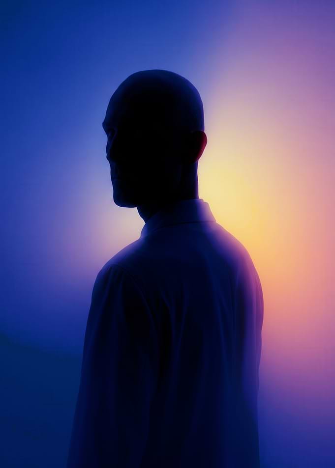 Silhouette of a Man in Gradient Light