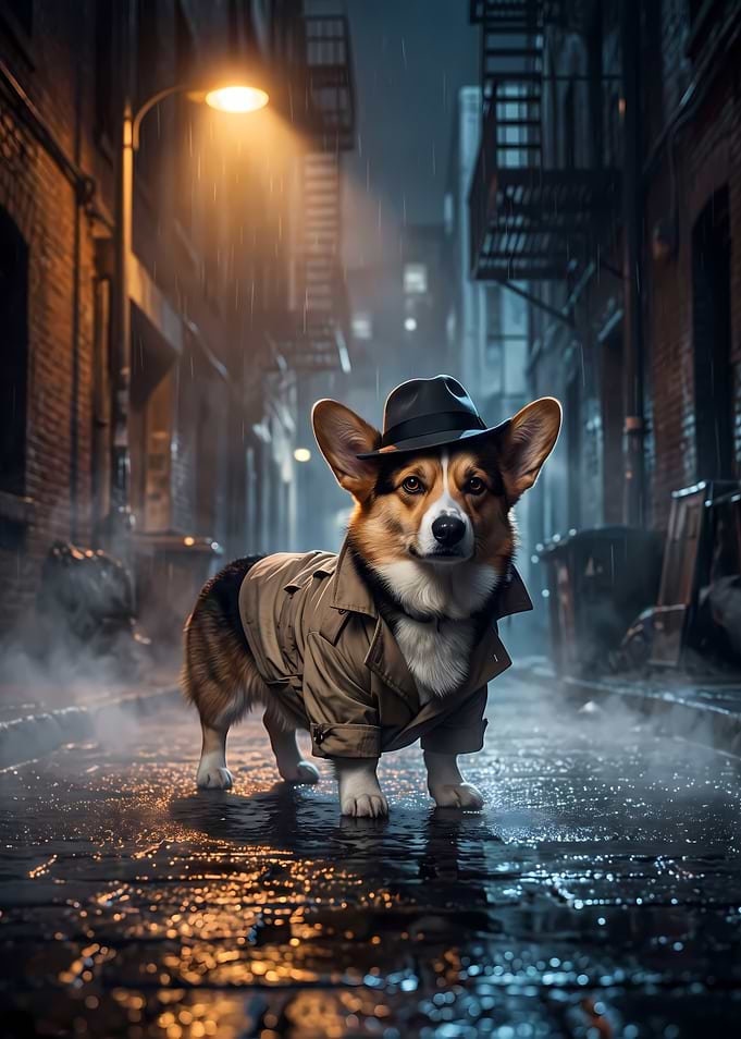 Noir Detective Corgi