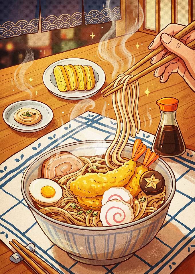 Ramen Noodles Cozy Anime Art