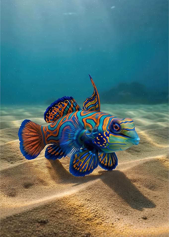 Vibrant Mandarin Dragonet Fish Underwater