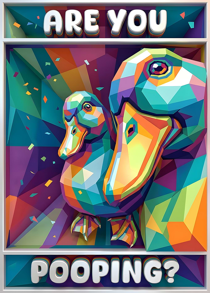 Colorful Geometric Duck Poster