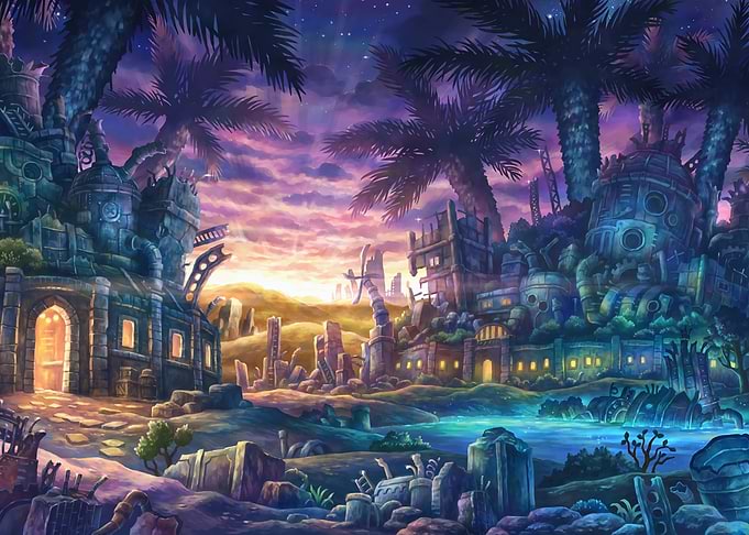 Fantasy Steampunk Ruined City Landscape