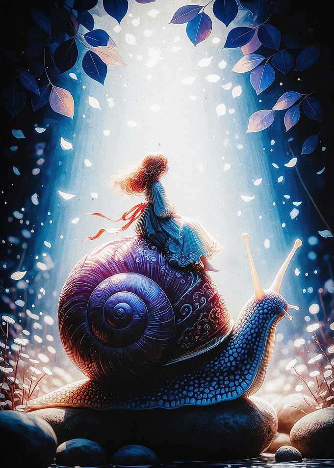 Magical Snail Fantasy Fairytale Art
