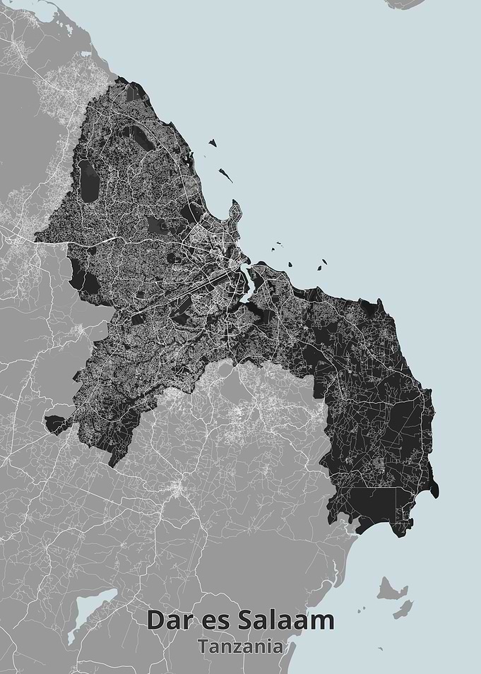 Minimalist Map of Dar es Salaam