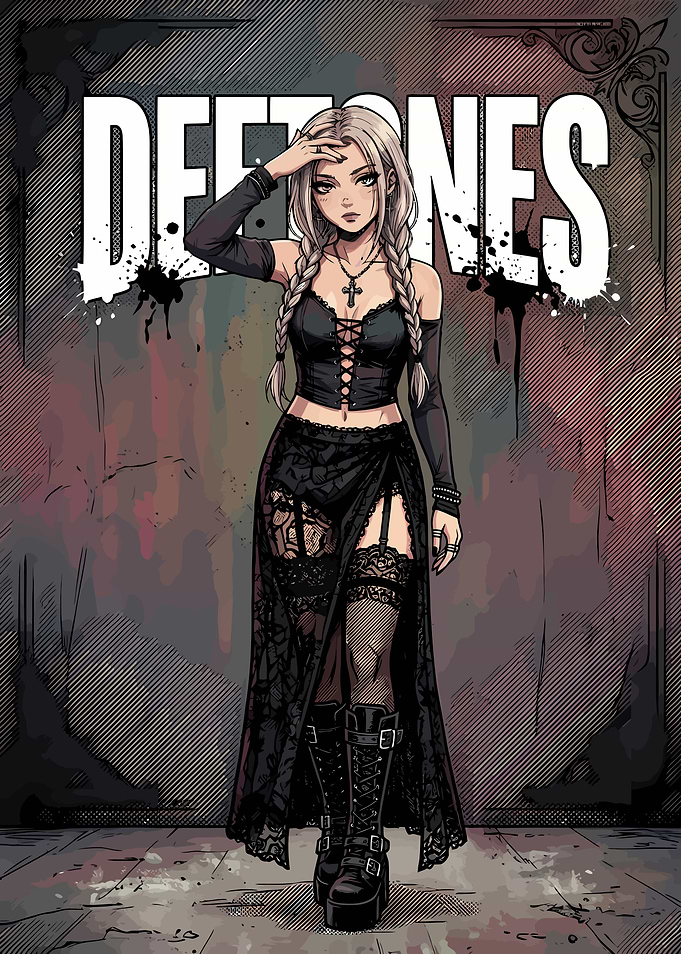 Deftones Goth Aesthetic Anime Girl Poster