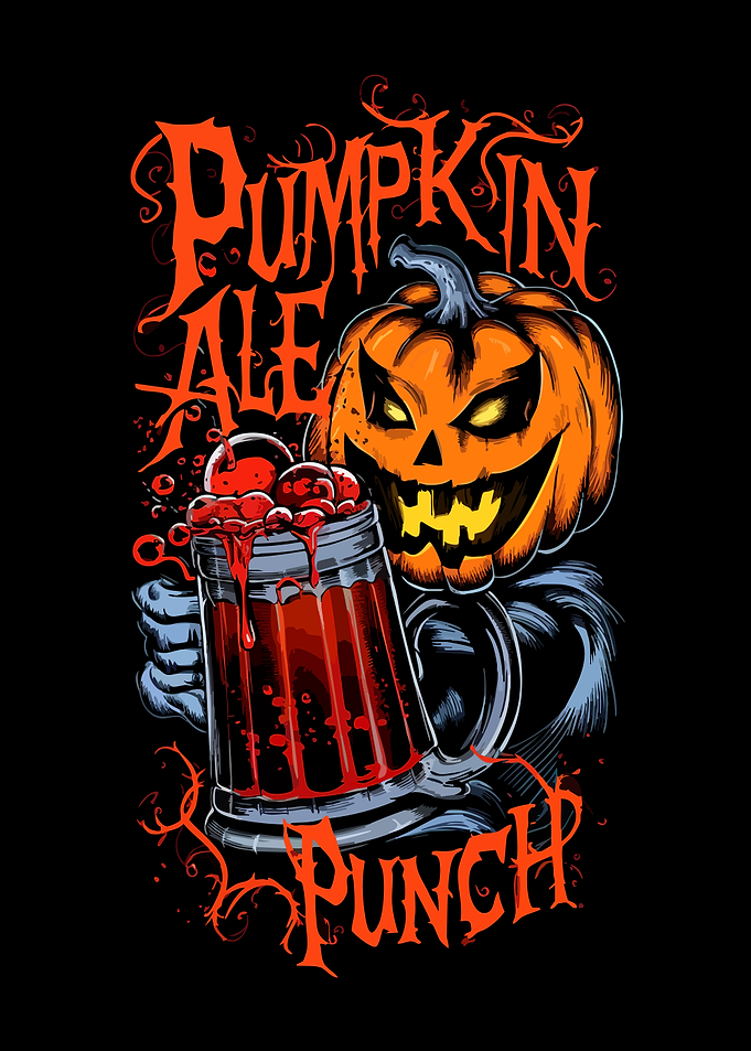 Spooky Pumpkin Ale Punch Illustration