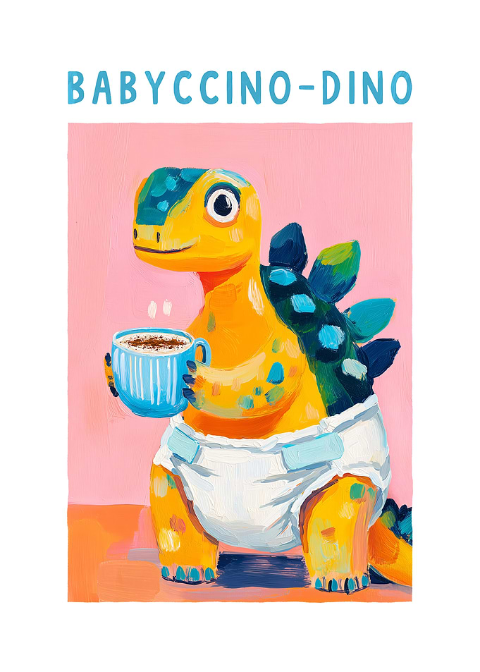 Babyccino-Dino Cute Dinosaur Illustration