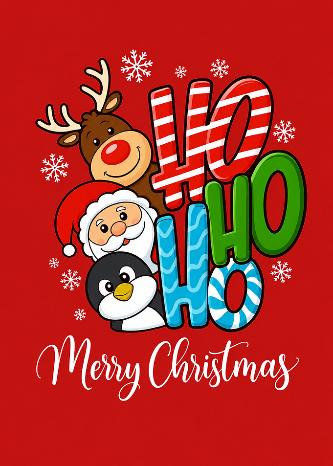 Cute Christmas Characters Ho Ho Ho
