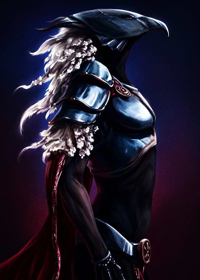 Warrior with Bird-Like Helmet