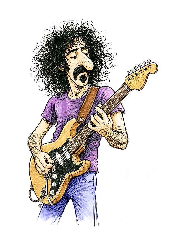 Frank Zappa Caricature Playing Guitar