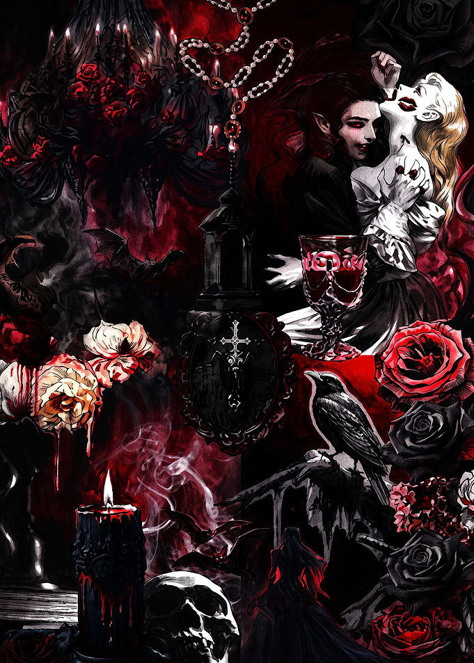 Gothic Vampire Romance Collage