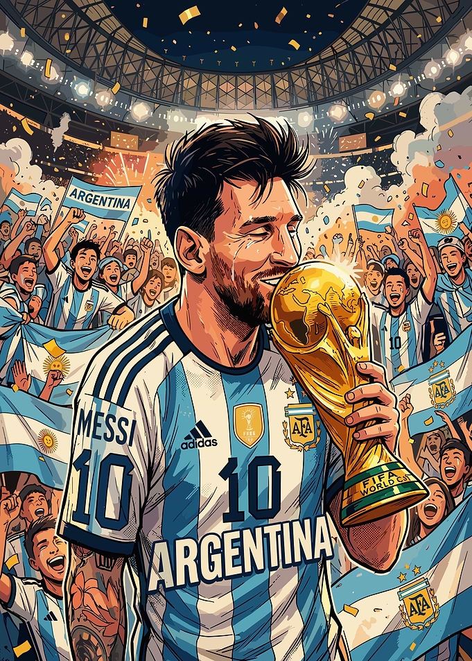Lionel Messi Celebrating World Cup Victory