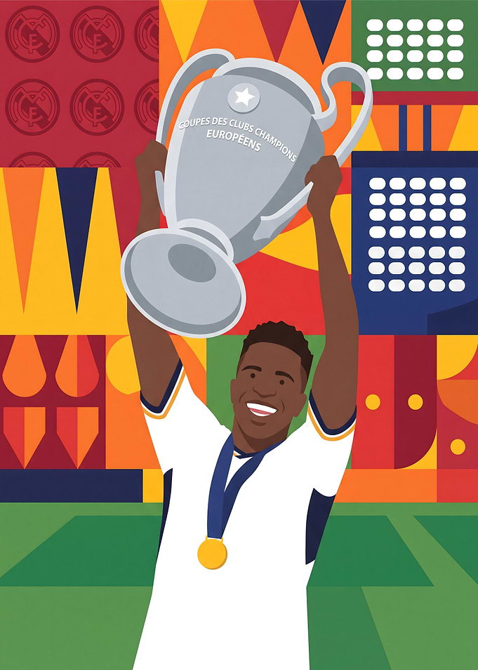 Vinicius Jr Lifting Champions League Trophy