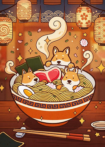 Shiba Inu Ramen Bowl Cute Poster