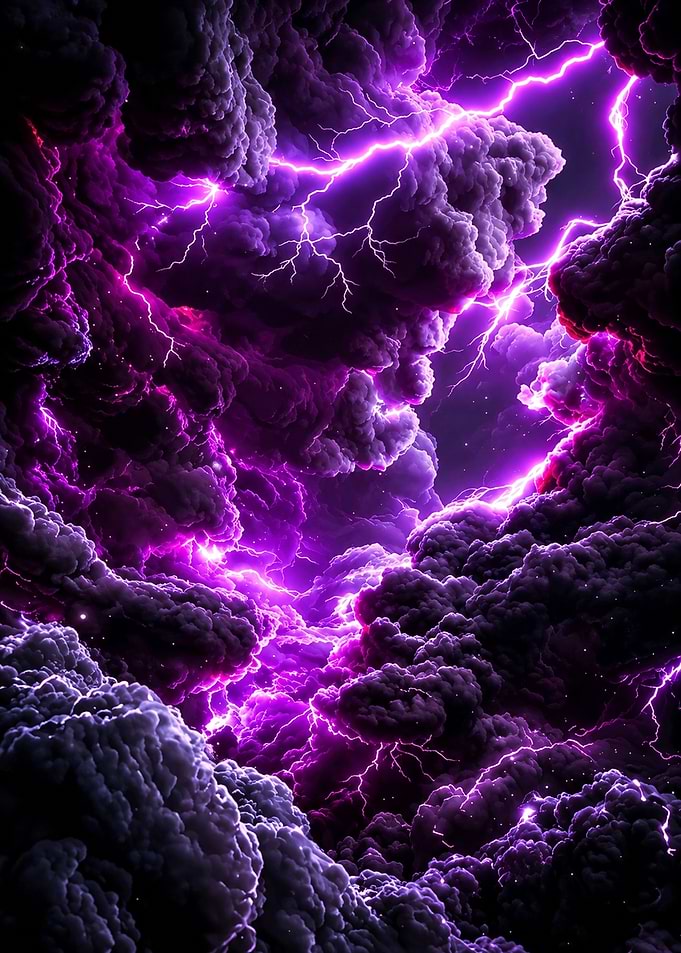 Vibrant Purple Lightning Storm Clouds