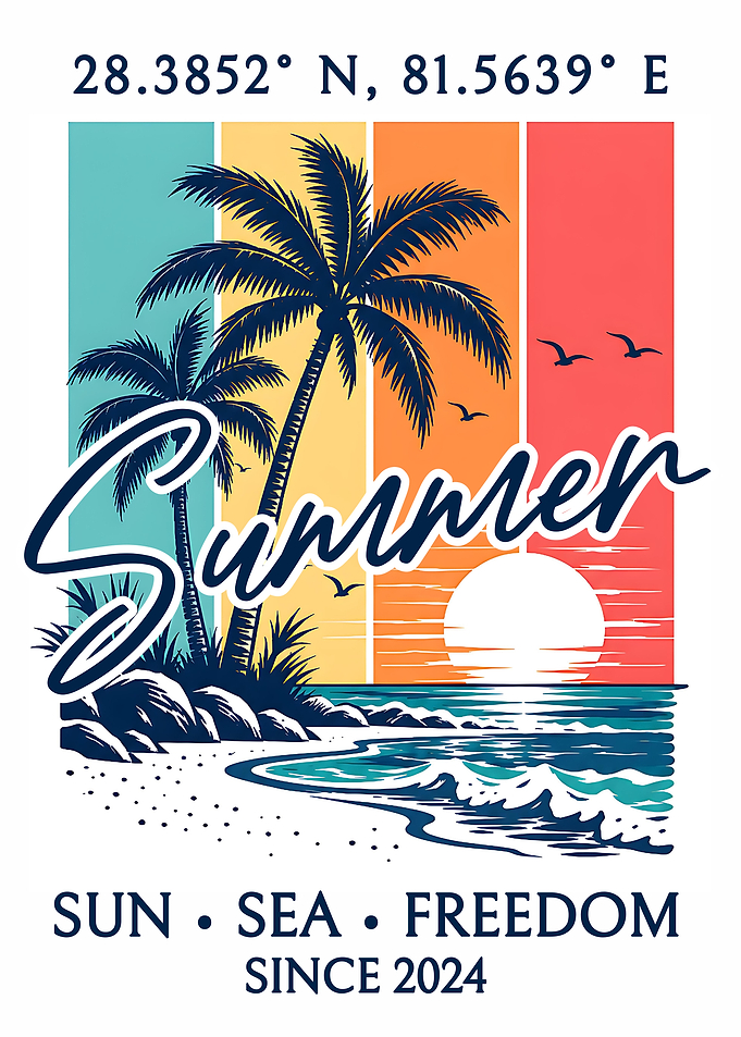 Retro Summer Beach Sunset Graphic