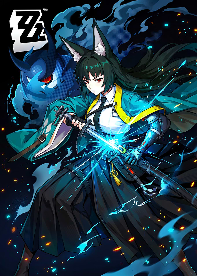 Anime Fox Girl Samurai Warrior