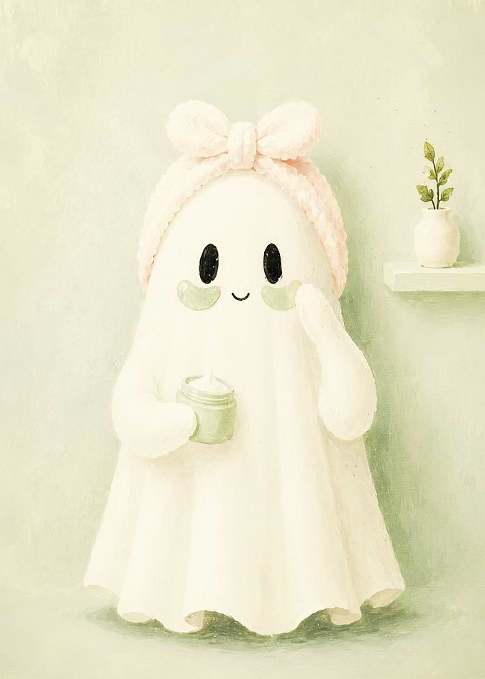 Cute Ghost Doing Skincare Routine
