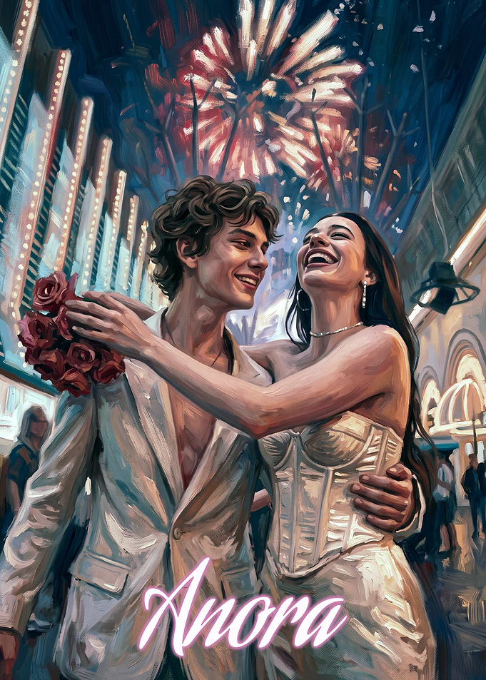Anora Movie Poster Couple Celebration