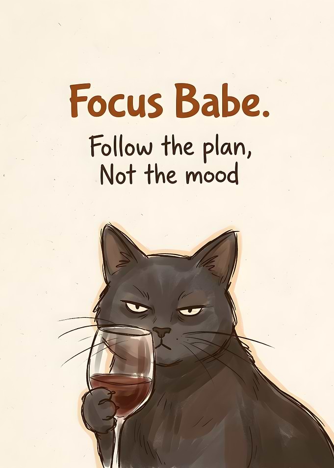 Focus Babe Cat Motivational Poster