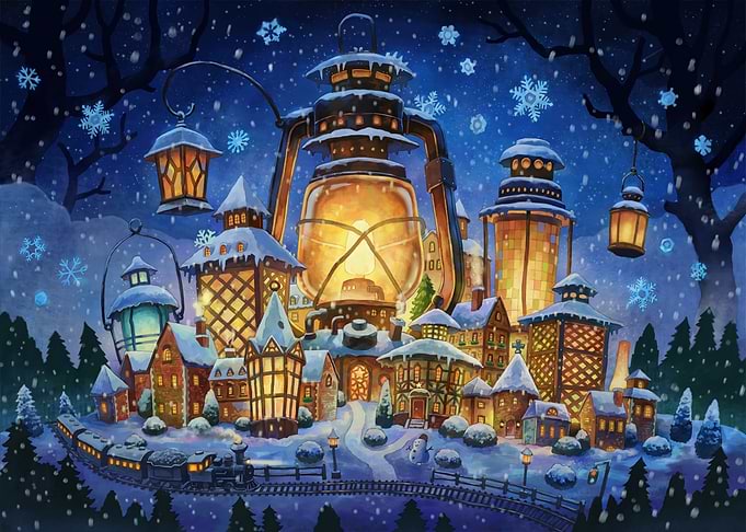 Whimsical Winter Lantern Village