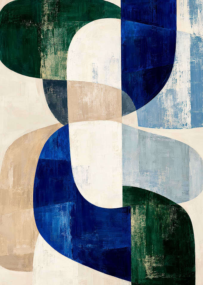 Abstract Geometric Shapes in Blue and Green
