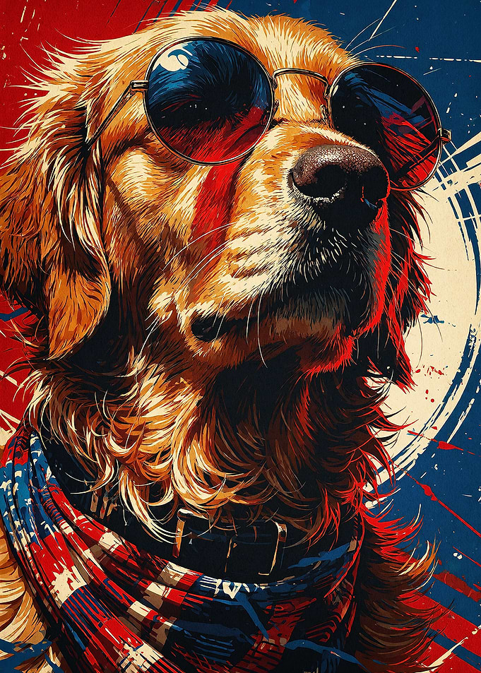 Cool Dog Sunglasses Retro Poster