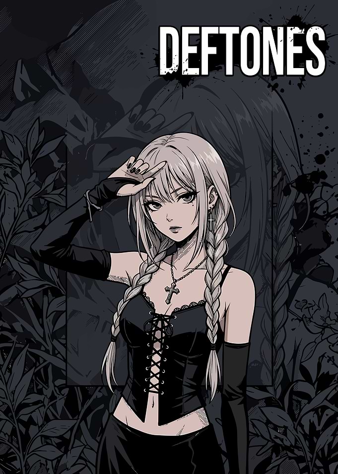 Deftones Anime Style Gothic Girl Poster