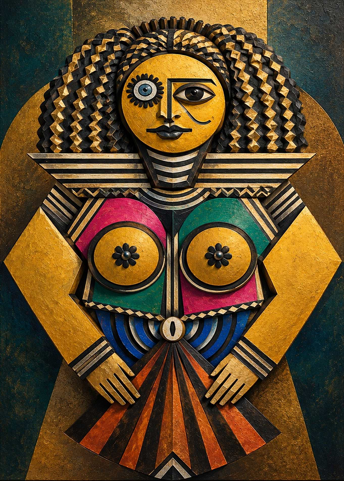 Cubist Style Abstract Female Portrait