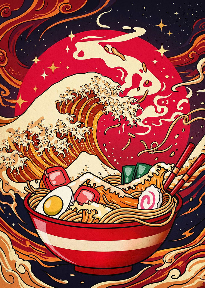 Ramen Noodle Great Wave Poster