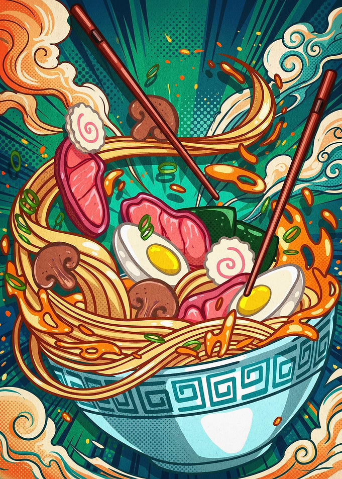 Ramen Bowl Pop Art Food Poster