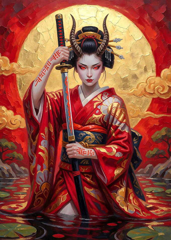 Demon Oni Geisha with Katana