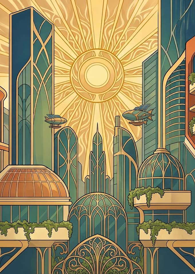 Art Deco Solarpunk Cityscape