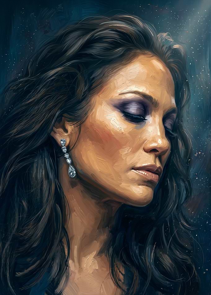 Oil Painting Portrait of Jennifer Lopez