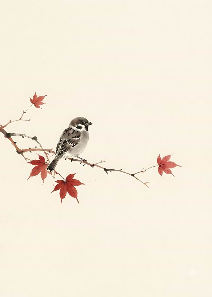 Sparrow on a Maple Branch