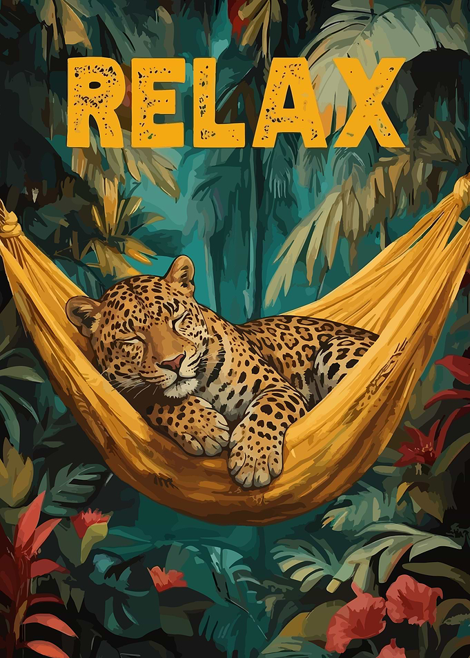 Leopard Sleeping in a Hammock
