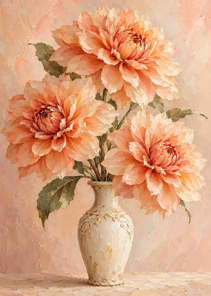 Peach Dahlia Bouquet in Vase